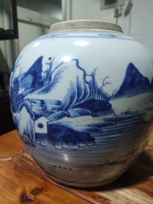 古玩陶瓷清代乾隆山水紋青花罐拍賣,當(dāng)前價(jià)格4688元