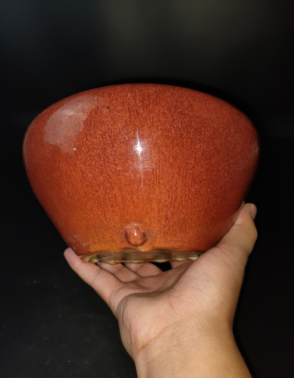 古玩陶瓷紅釉三乳足香爐拍賣，當前價格3800元