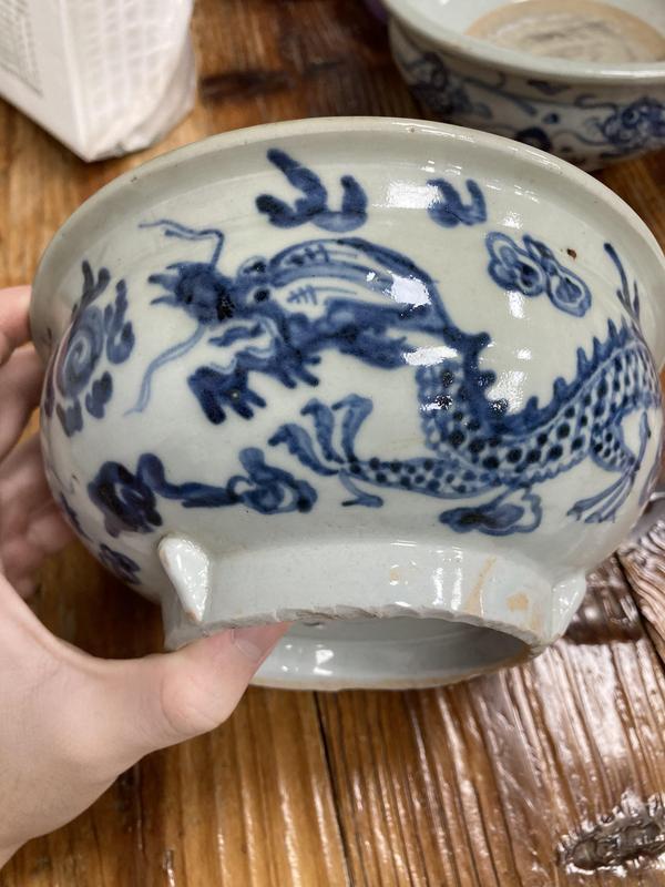 古玩陶瓷德化窯青花龍紋香爐拍賣,當前價格1800元