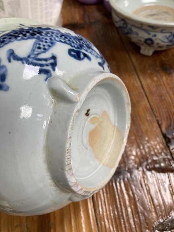 古玩陶瓷德化窯青花龍紋香爐拍賣,當前價格1800元