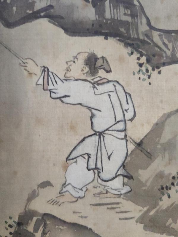 古玩字畫(huà)清末民初鐘進(jìn)士絹本人物鏡片帶實(shí)木原框拍賣(mài)，當(dāng)前價(jià)格3888元