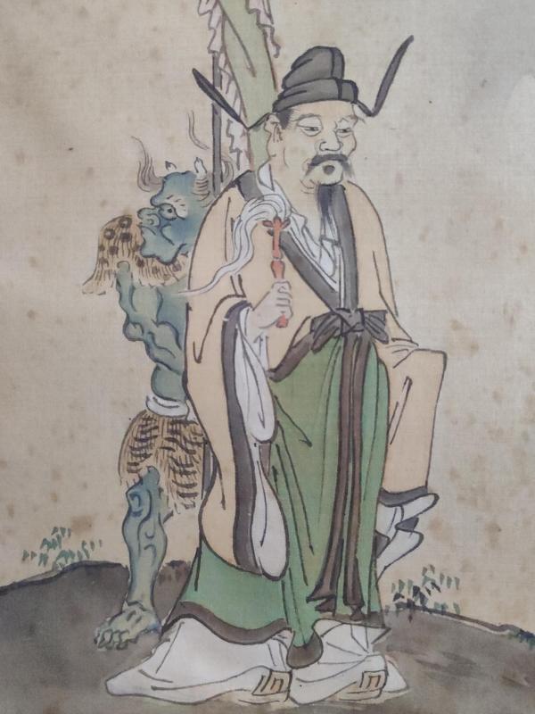 古玩字畫(huà)清末民初鐘進(jìn)士絹本人物鏡片帶實(shí)木原框拍賣，當(dāng)前價(jià)格3888元