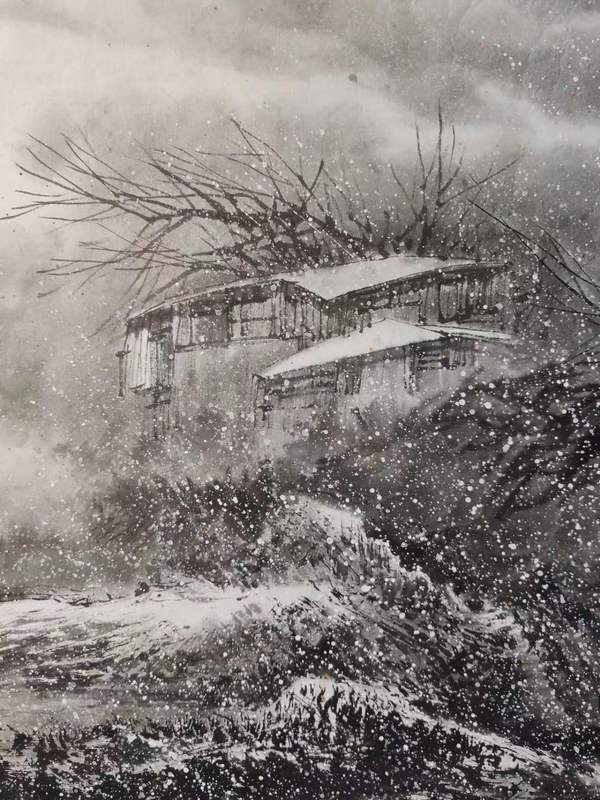 古玩字畫域鑒研究院已實物保真廣西師范大學副校長 廣西美協理事 中美協會員白曉軍冬雪水墨山水軟片拍賣,當前價格998元