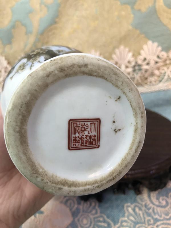 古玩陶瓷粉彩花鳥紋撇口瓶拍賣，當前價格2888元