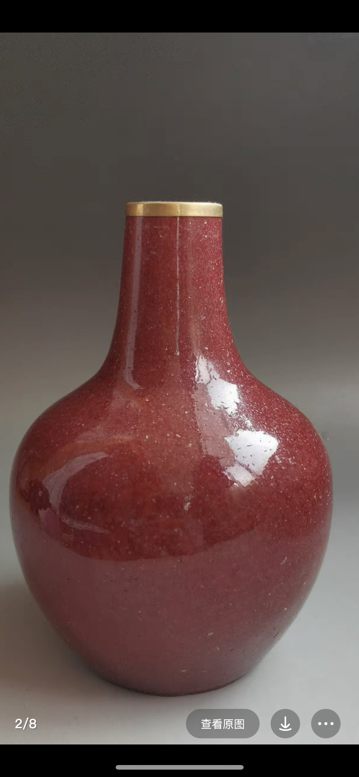 中国 紅釉 面取六角瓶 V R5455B-