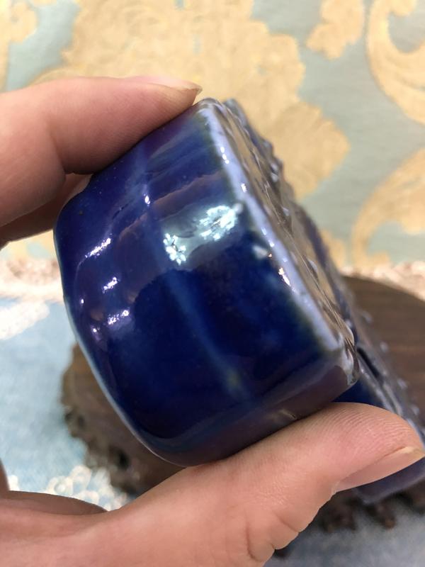 古玩陶瓷新春放漏民國】霽藍釉蝴蝶型文房器拍賣,當(dāng)前價格4400元