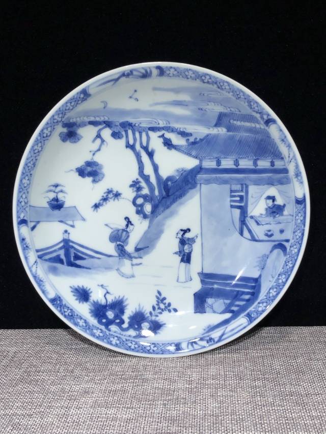 域鉴古玩】清代康熙西厢记听琴图青花盘鉴定结果_清代康熙西厢记听琴图 ...