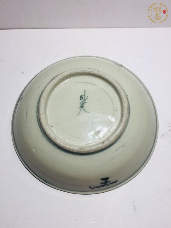 古玩陶瓷清中早·青花人物詩文盤真品鑒賞圖