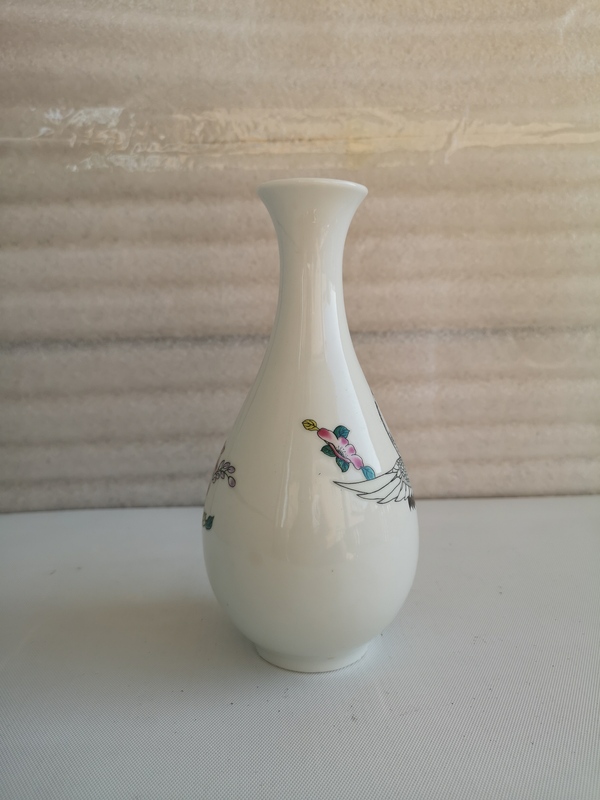 古玩陶瓷八十年代鶴紋玉壺春瓶拍賣,當前價格298元