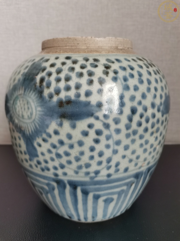 古玩陶瓷清中.花卉青花罐拍賣,當前價格496元