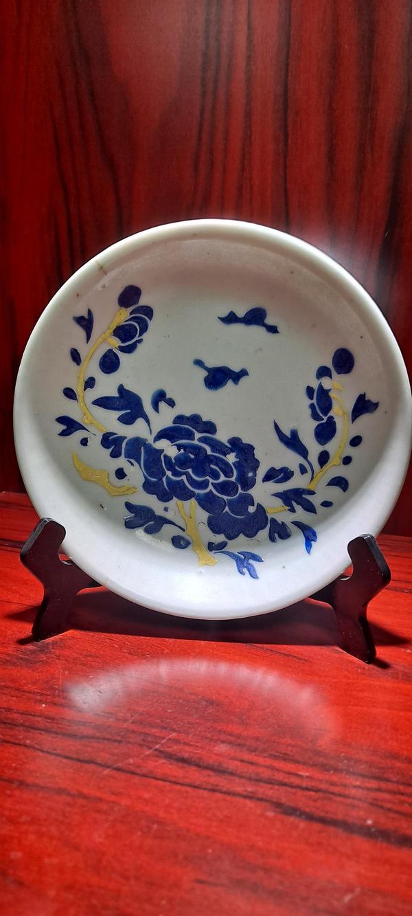 古玩陶瓷清中早藍料彩盤拍賣,當前價格1800元