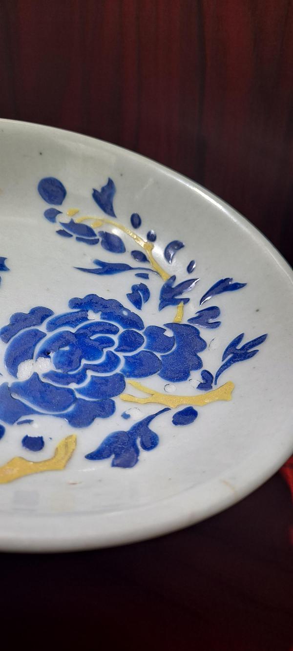 古玩陶瓷清中早藍料彩盤拍賣,當前價格1800元