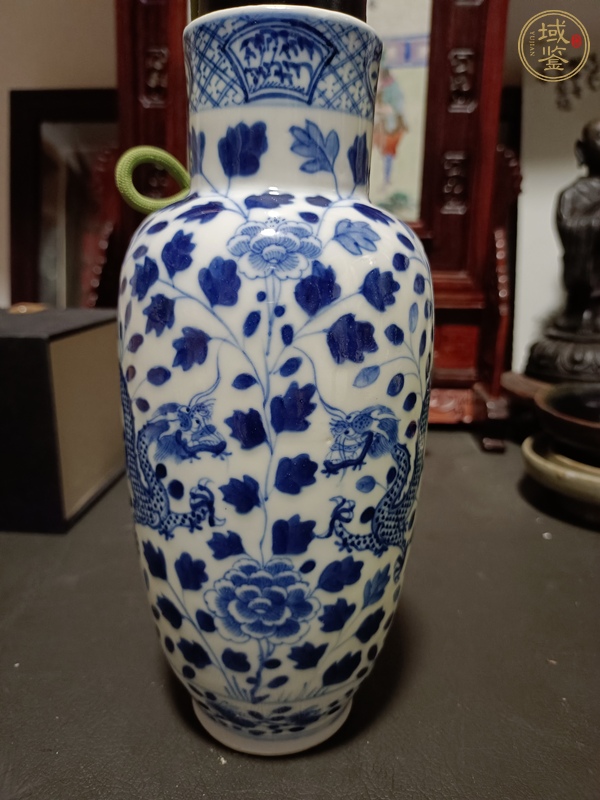 古玩陶瓷青花龍穿花廣口瓶真品鑒賞圖