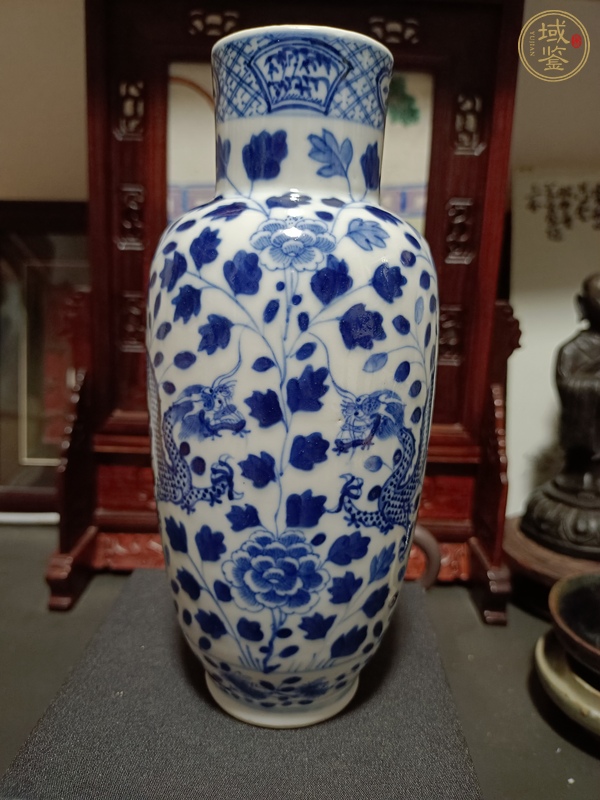 古玩陶瓷青花龍穿花廣口瓶真品鑒賞圖