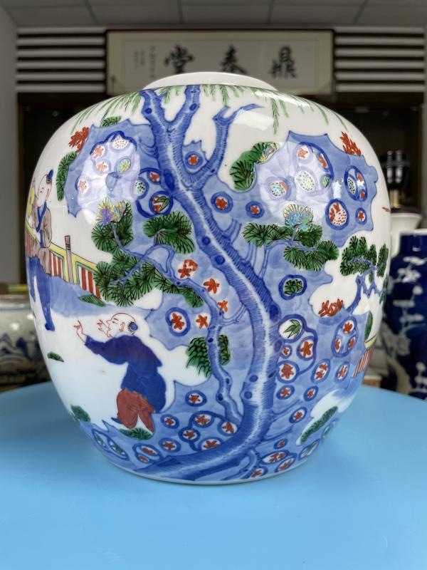 古玩陶瓷清晚期 青花五彩嬰戲圖大罐(斗彩官窯款)拍賣,當(dāng)前價格15000元