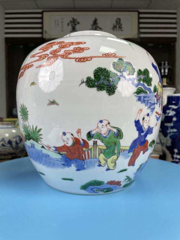 古玩陶瓷清晚期 青花五彩嬰戲圖大罐(斗彩官窯款)拍賣,當(dāng)前價格15000元