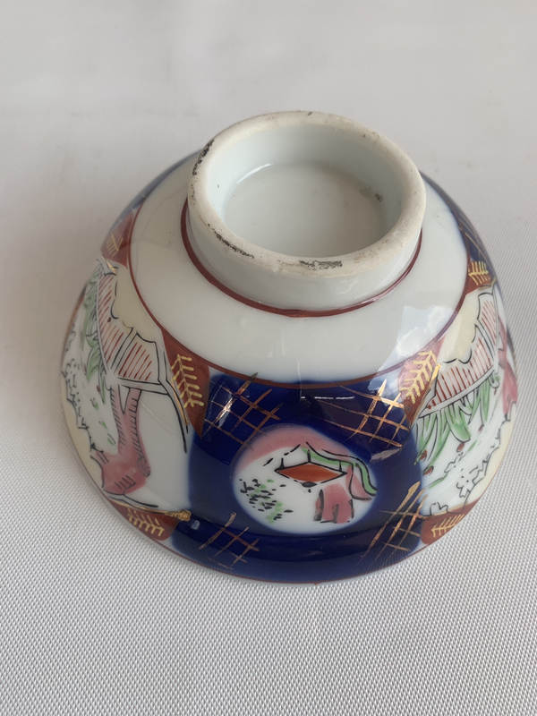 古玩陶瓷青花加彩花卉紋蓋碗拍賣,當前價格135元