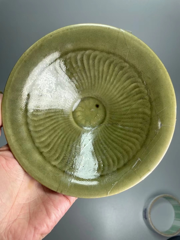 古玩陶瓷耀州窯青釉旋風紋盞拍賣,當前價格7889元