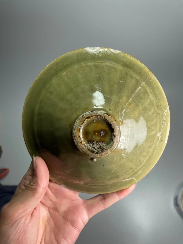 古玩陶瓷耀州窯青釉旋風紋盞拍賣,當前價格7889元