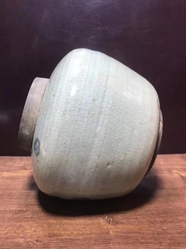 古玩陶瓷清中.哥釉青花錢紋罐拍賣,當前價格1680元