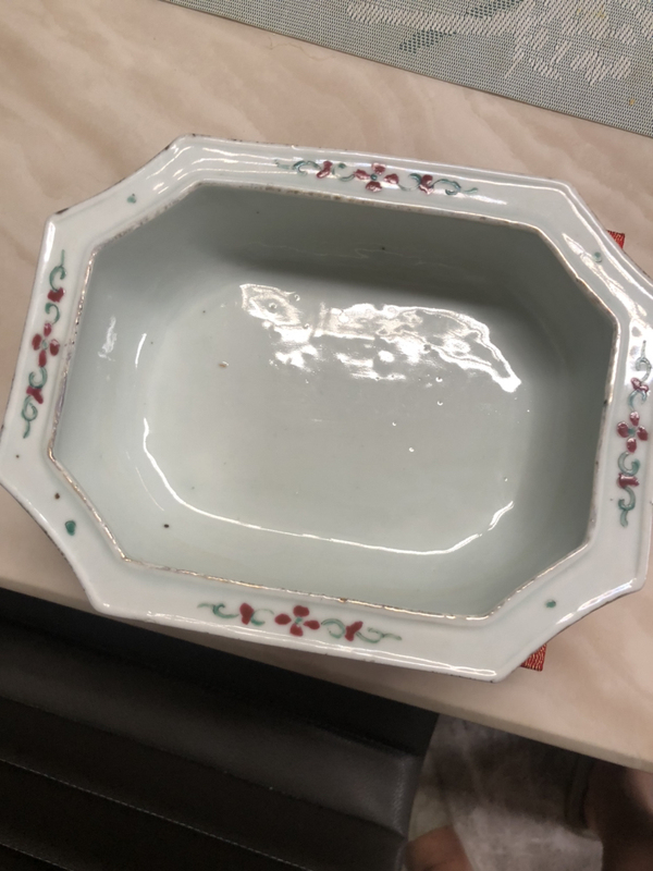 古玩陶瓷粉彩花卉八方水仙盆拍賣，當前價格3000元