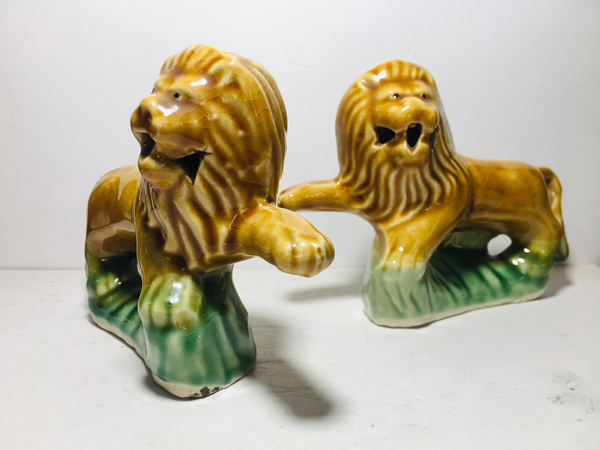 古玩陶瓷獅子像擺件一對拍賣,當前價格158元