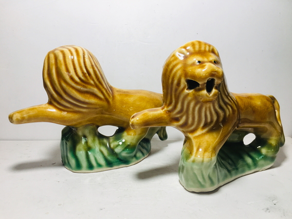 古玩陶瓷獅子像擺件一對拍賣,當前價格158元