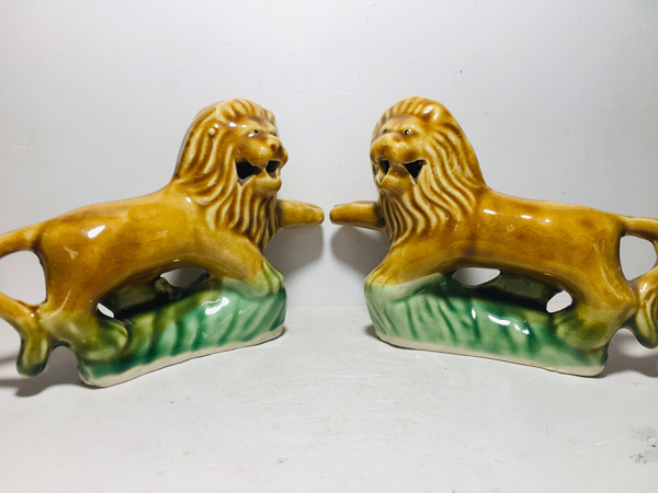 古玩陶瓷獅子像擺件一對拍賣,當前價格158元