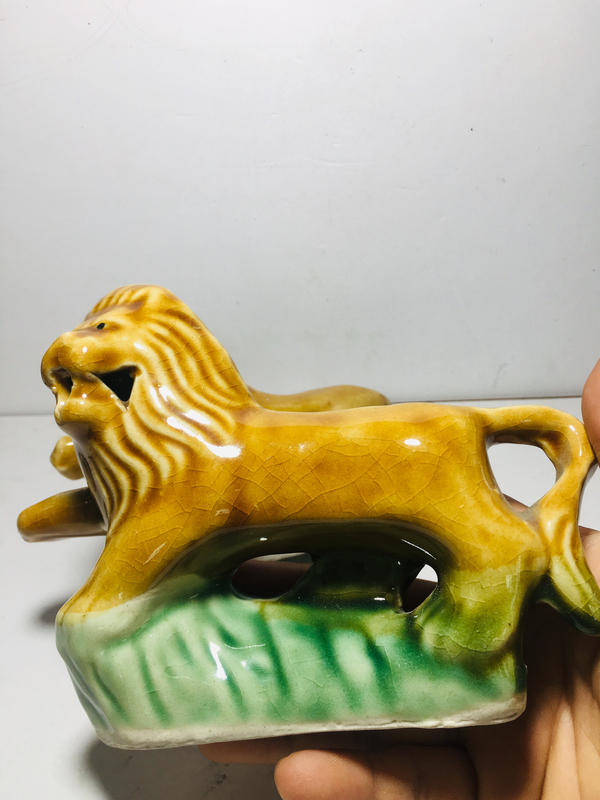 古玩陶瓷獅子像擺件一對拍賣,當前價格158元
