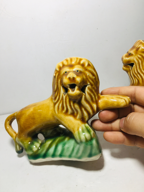 古玩陶瓷獅子像擺件一對拍賣,當前價格158元