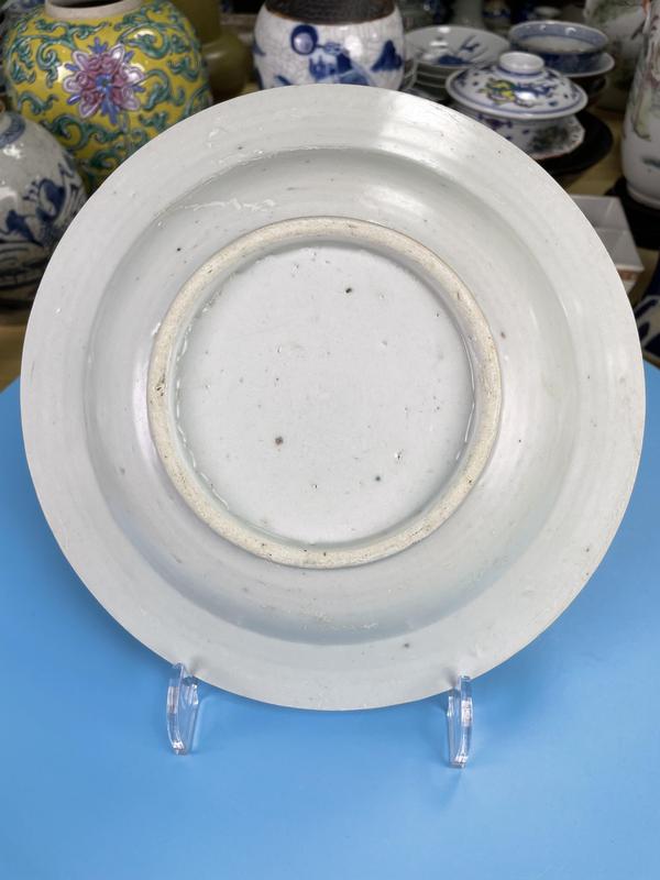 古玩陶瓷清乾隆 精品淡描青花花卉紋折沿盤拍賣,當前價格850元