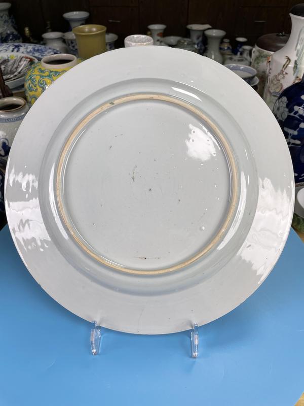 古玩陶瓷雍正粉彩花蝶福壽三多博古紋大盤拍賣,當前價格3280元