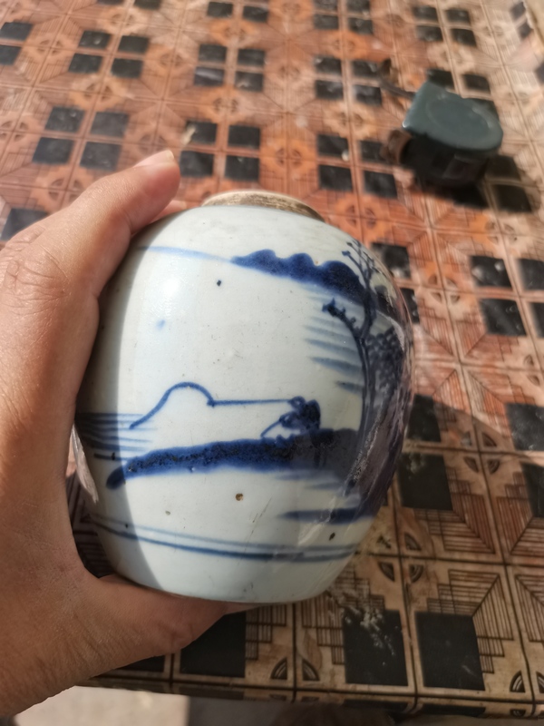 古玩陶瓷乾隆青花山水人物罐(景德鎮窯口)拍賣,當前價格999元