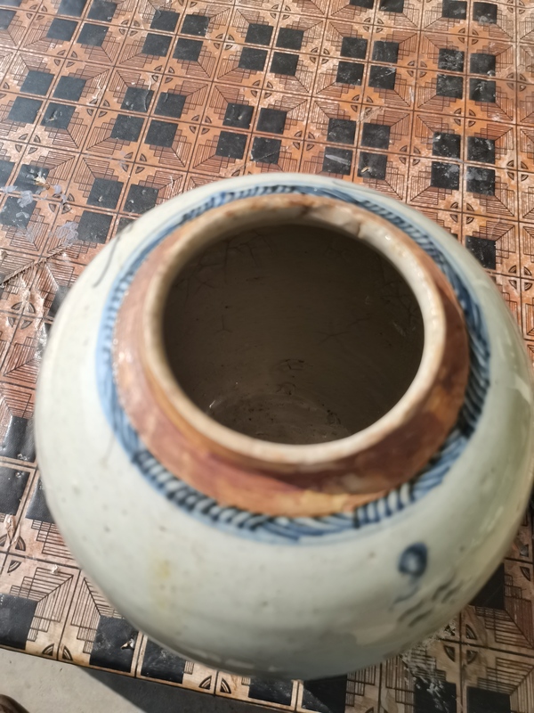 古玩陶瓷乾隆清中期青花山水人物紋罐,大罐子拍賣,當前價格1299元