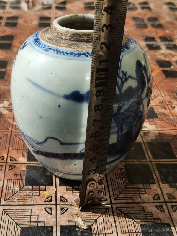古玩陶瓷乾隆青花山水人物罐(景德鎮窯口)拍賣,當前價格999元