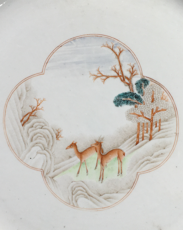 古玩陶瓷乾隆雙鹿紋大盤拍賣,當前價格18888元