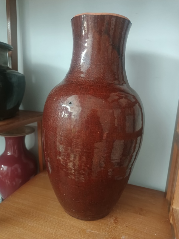古玩陶瓷清中鈞紅釉羅漢瓶拍賣,當(dāng)前價(jià)格2000元
