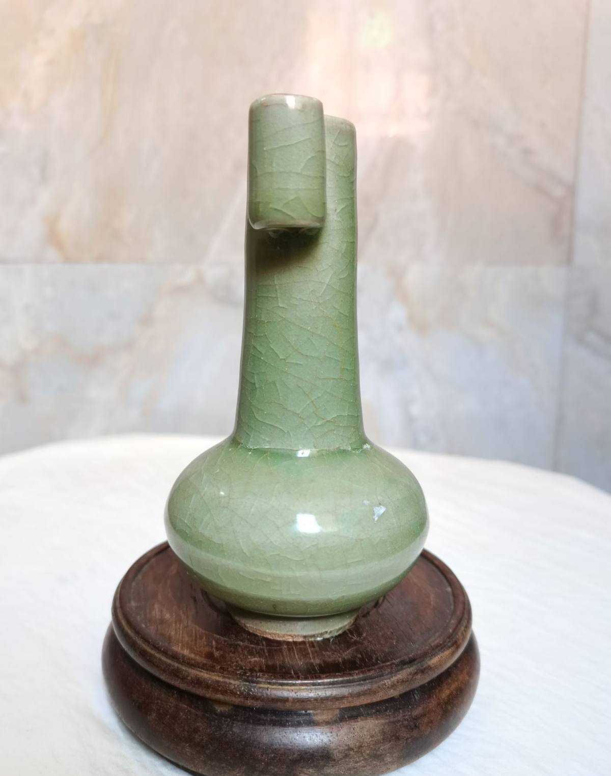 中国 龍泉窯 青磁双獣耳瓶 C R3563 - 陶芸