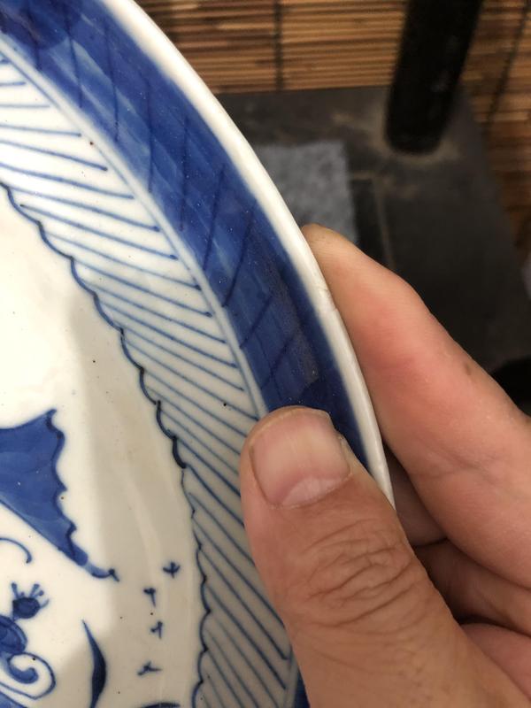 古玩陶瓷清中樓臺亭閣山水紋青花盤拍賣,當前價格2300元