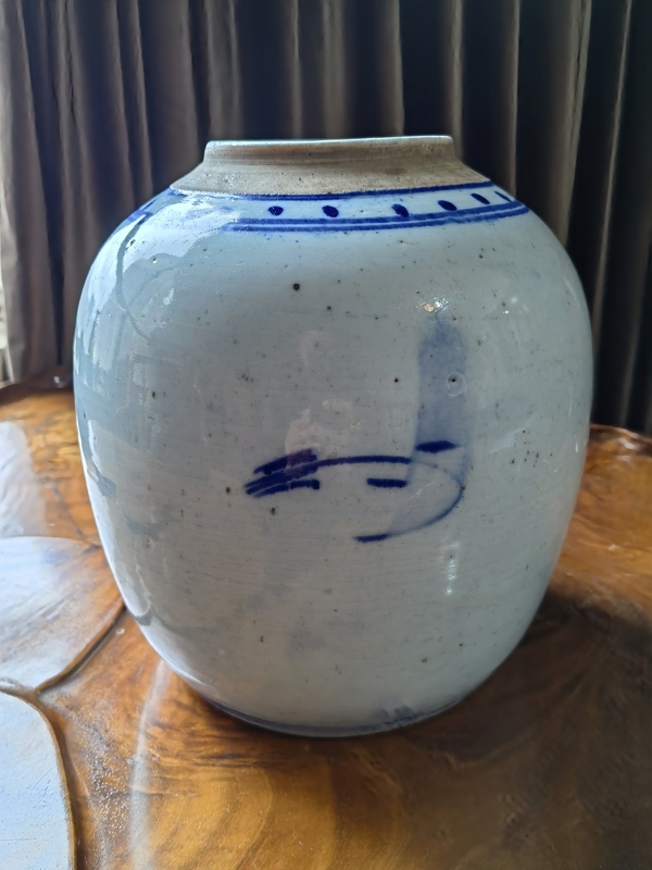 古玩陶瓷晚清牡丹紋青花罐拍賣,當前價格450元