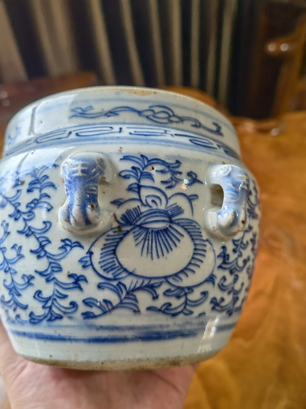 古玩陶瓷青花一束蓮虎頭鈕小粥罐拍賣,當(dāng)前價(jià)格450元