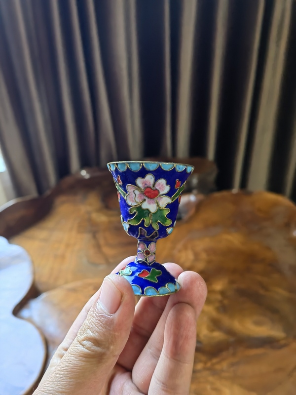古玩陶瓷景泰藍掐絲琺瑯彩高足杯拍賣,當前價格115元