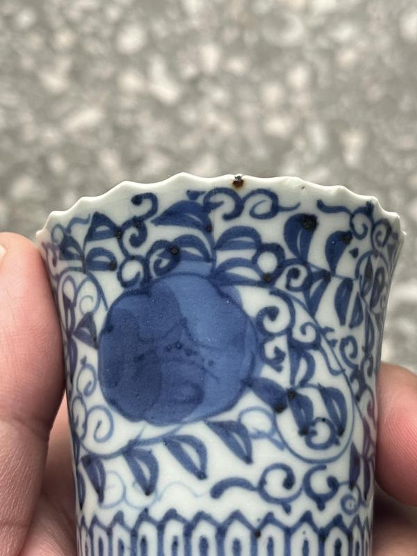 古玩陶瓷花卉紋青花杯拍賣,當前價格800元