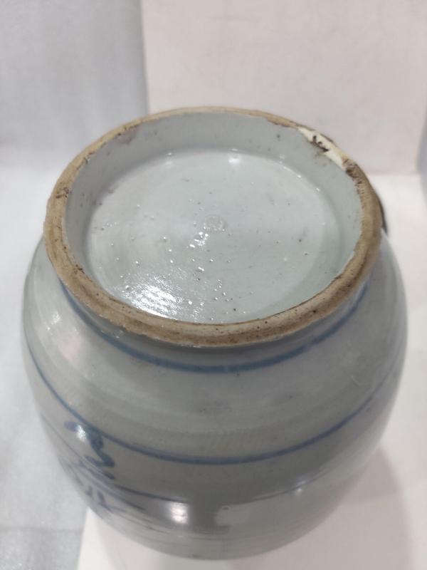 古玩陶瓷清代早期吉語紋青花罐拍賣,當前價格1280元