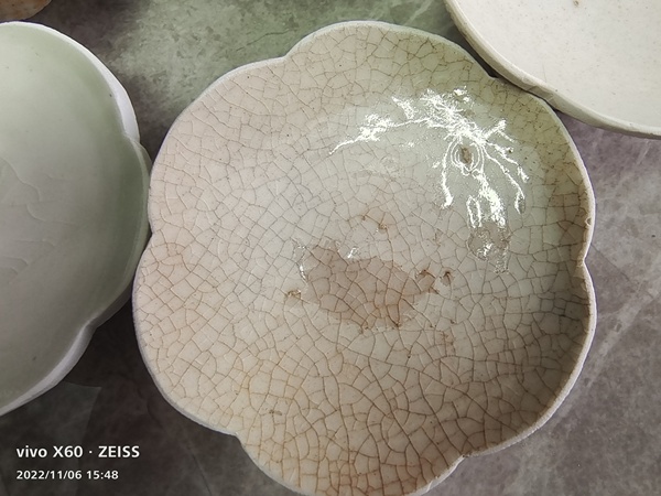 古玩陶瓷一套三個宋代影青碗底現代磨茶墊拍賣,當前價格300元