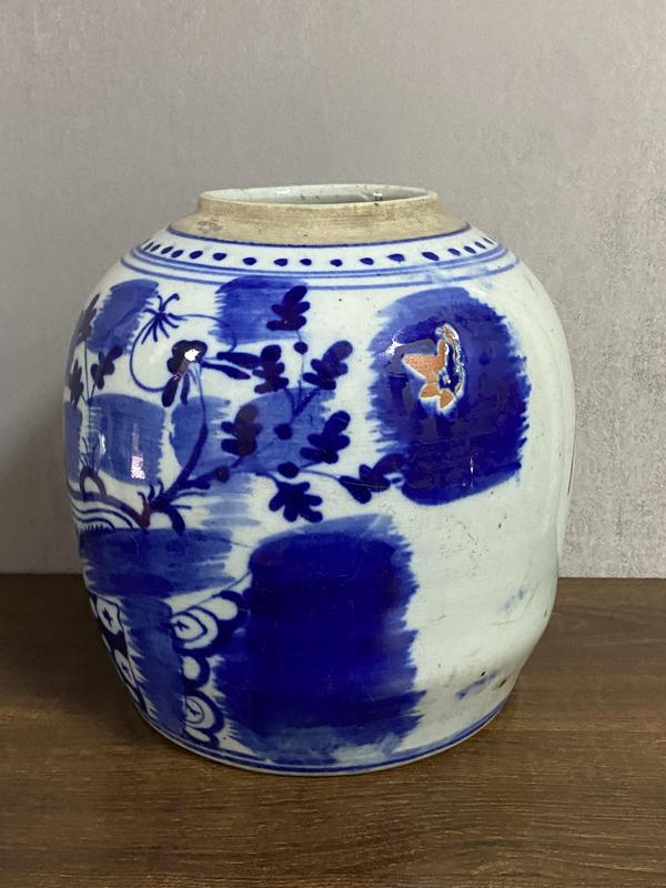 古玩陶瓷晚清花卉紋青花罐拍賣,當前價格499元