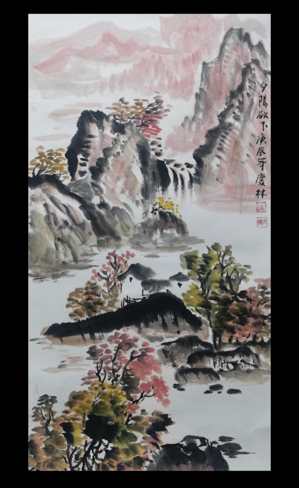 古玩转卖中美协会员国家一级美术师吴庆林山水图拍卖，当前价格878元