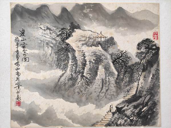 古玩字畫中美協會員寫生作品老畫珍藏精品佳作硬質卡紙國畫山水畫拍賣,當前價格599元