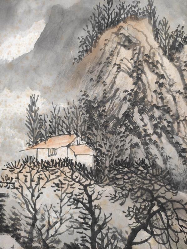 古玩字畫中美協(xié)會員寫生精品卡紙硬板國畫山水水墨畫收藏珍品拍賣,當前價格599元