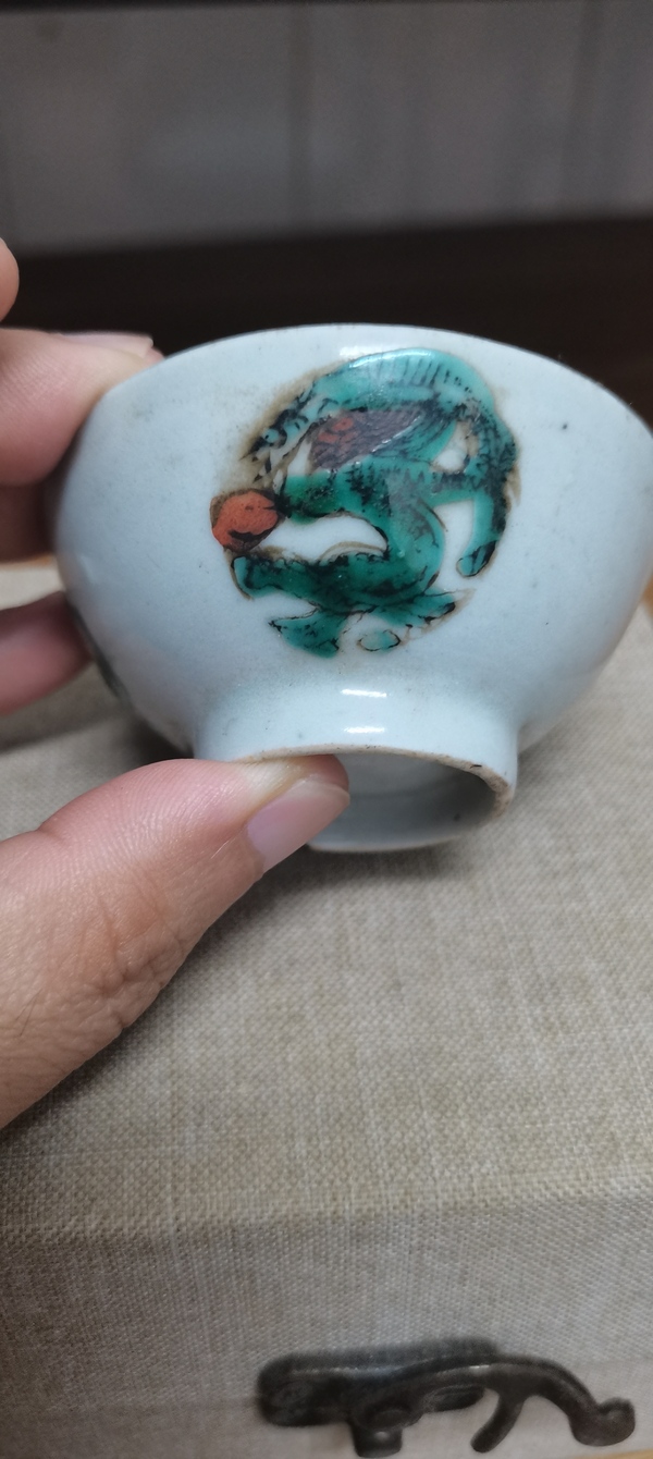 古玩陶瓷清末民國紅綠彩龍紋茶園拍賣，當(dāng)前價格0元